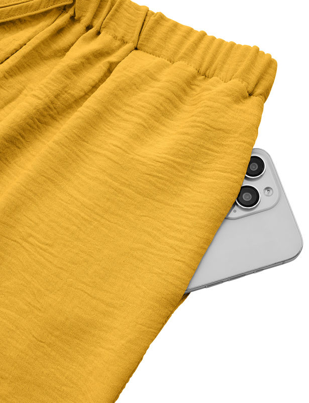 Yellow Keyhole Back Tank Top and Wide Leg Pant Set
