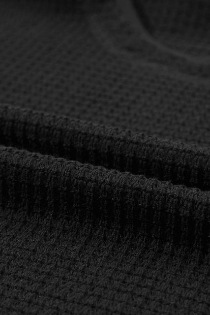 Black Scoop Neck Waffle Knit Flowy Vest