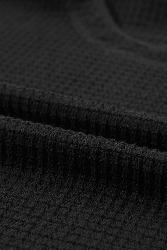 Black Scoop Neck Waffle Knit Flowy Vest