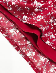 Red Square Neck Flutter Sleeves Floral Top