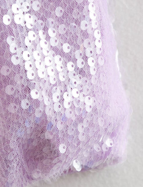 Purple Sequined Full-zip Long Sleeve Jacket