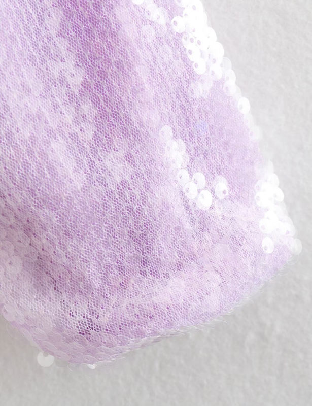 Purple Sequined Full-zip Long Sleeve Jacket