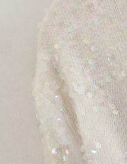White Sequined Full-zip Long Sleeve Jacket