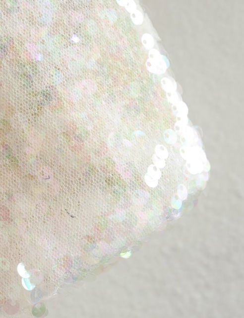 White Sequined Full-zip Long Sleeve Jacket
