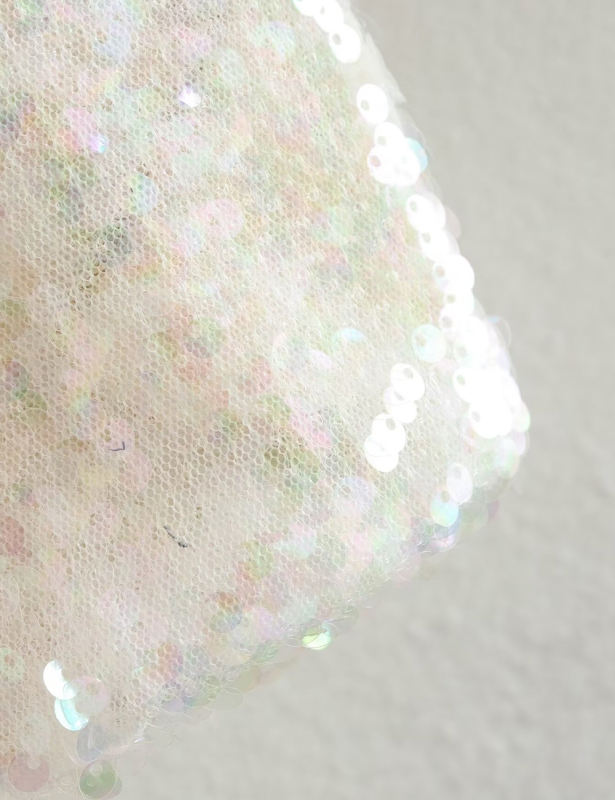White Sequined Full-zip Long Sleeve Jacket