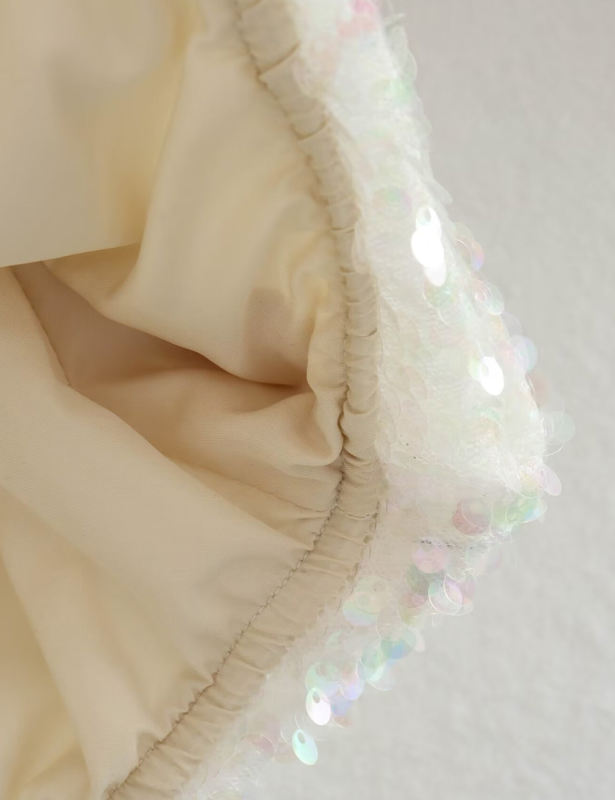 White Sequined Full-zip Long Sleeve Jacket