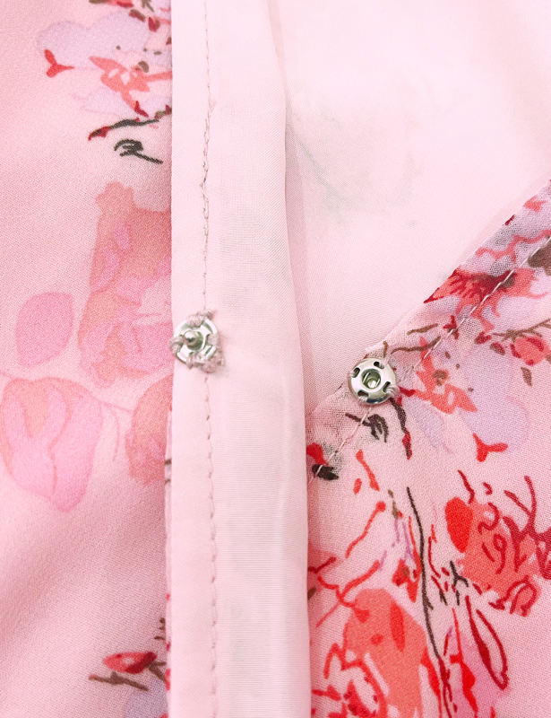 Pink V Neck Tie Waist Ruffle Hem Floral Dress