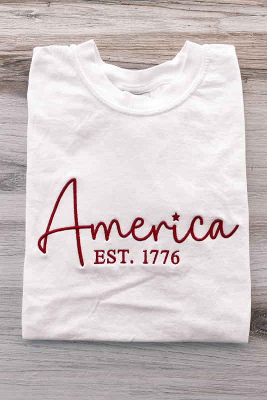 White America EST.1776 Embroidered Graphic Tee