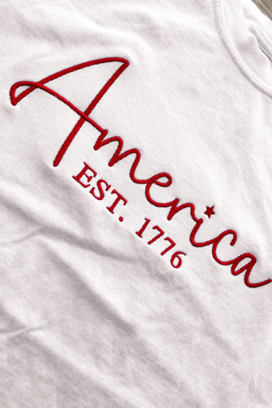 White America EST.1776 Embroidered Graphic Tee