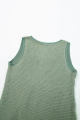Sea Green Scoop Neck Waffle Knit Flowy Vest