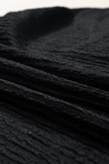 Black Textured Wide Sleeve V Neck T Shirt