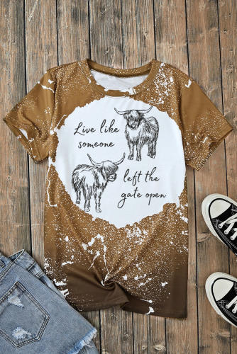 Bleached Steer Slogan Graphic Western Fashion Tee