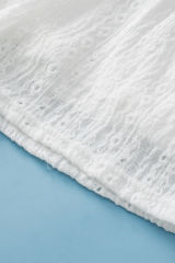 White Eyelet Patterned Textured Shorts Set