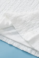 White Eyelet Patterned Textured Shorts Set