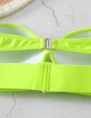 Fluorescent Green Strapless Push-up Swimsuit 2pcs Bikini Set