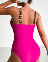 Rose Leopard Patchwork One Piece Swimsuit