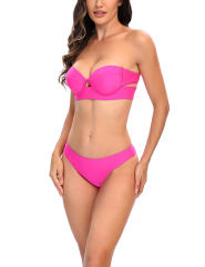 Rosy Strapless Push-up Swimsuit 2pcs Bikini Set