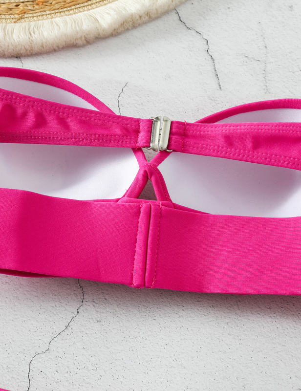 Rosy Strapless Push-up Swimsuit 2pcs Bikini Set