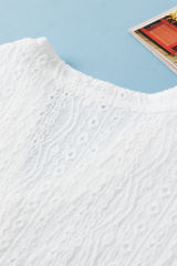 White Eyelet Patterned Textured Shorts Set