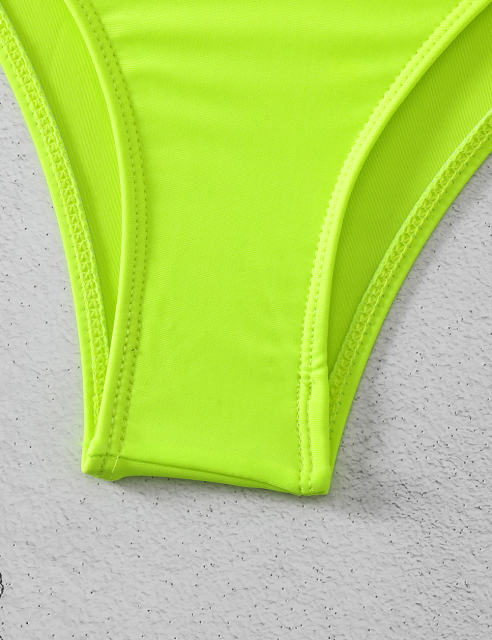 Fluorescent Green Strapless Push-up Swimsuit 2pcs Bikini Set
