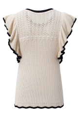 Apricot Crochet Eyelet Flounce Tank Top