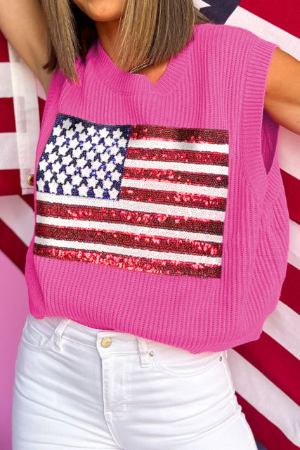 Bonbon Sparkling American Flag Knitted Vest