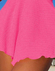 Rosy Textured Flutter V Neck One Piece Swimdress