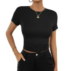 Black Solid Color Slim Fit Crop Top