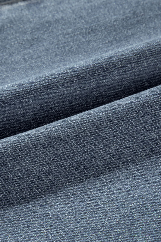 Dusk Blue Vintage Light Wash Ripped Raw Edge Flare Jeans