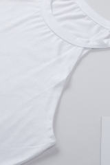 White Solid Color Crew Neck Tank Top