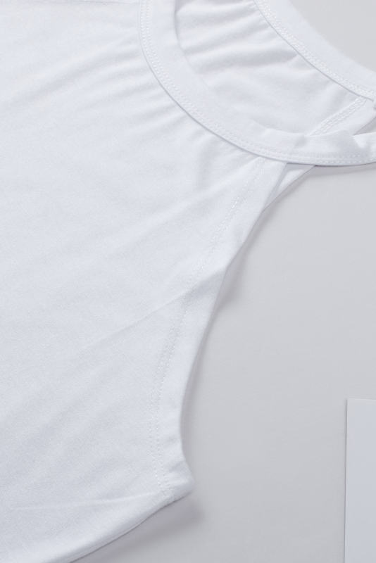 White Solid Color Crew Neck Tank Top