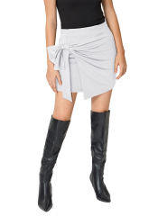 White Bowknot Front High Waist Mini Skirt