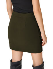 Army Green Bowknot Front High Waist Mini Skirt