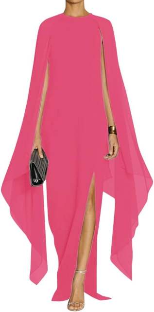 Rosy Crepe Flared Sleeve Bodycon Maxi Dress