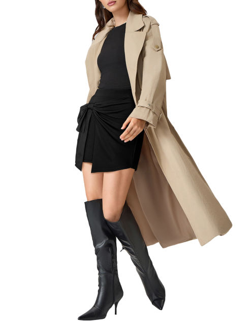 Black Bowknot Front High Waist Mini Skirt