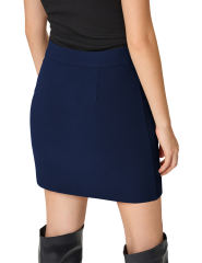 Navy Blue Bowknot Front High Waist Mini Skirt