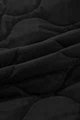 Black Quilted Drawstring Hooded Zip Up Puffer Vest
