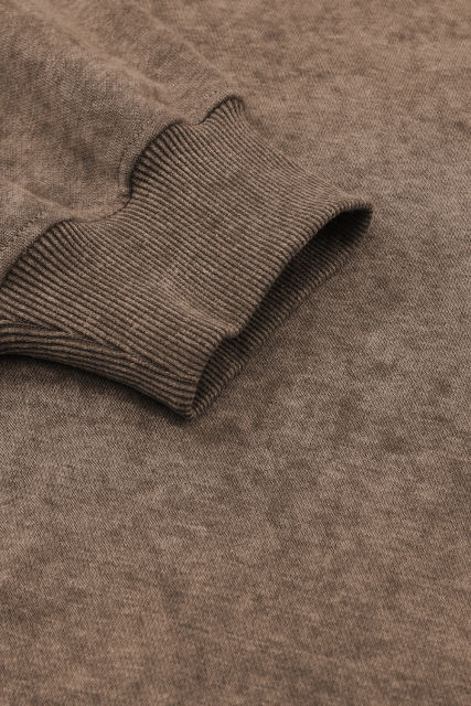 Brown  Drop Shoulder Crew Neck Pullover Sweatshirt