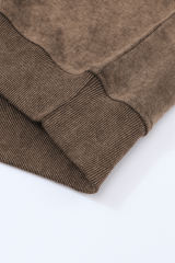 Brown  Drop Shoulder Crew Neck Pullover Sweatshirt