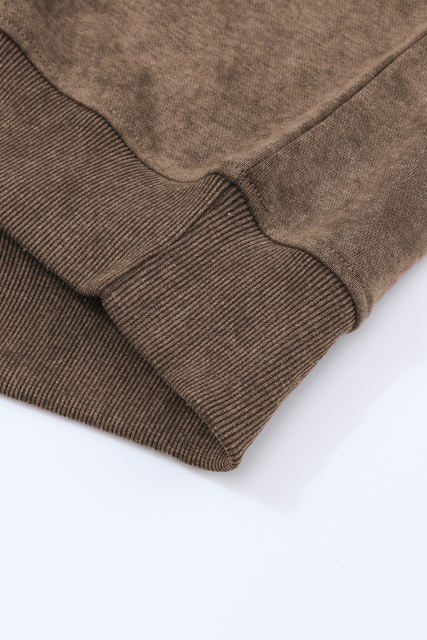 Brown  Drop Shoulder Crew Neck Pullover Sweatshirt