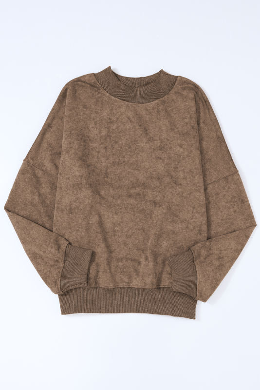 Brown  Drop Shoulder Crew Neck Pullover Sweatshirt