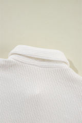 White Solid Color Corduroy Buttoned Long Sleeve Jacket