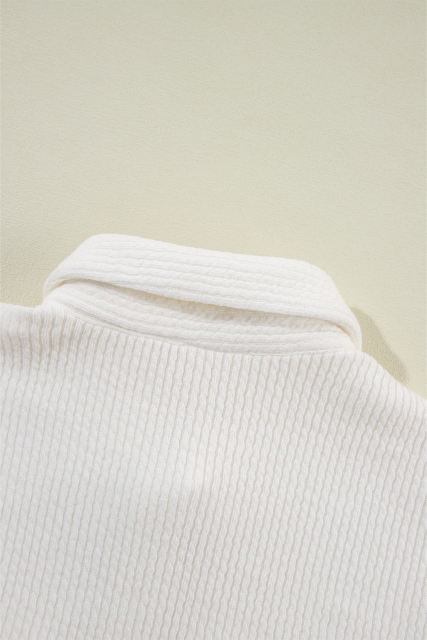 White Solid Color Corduroy Buttoned Long Sleeve Jacket