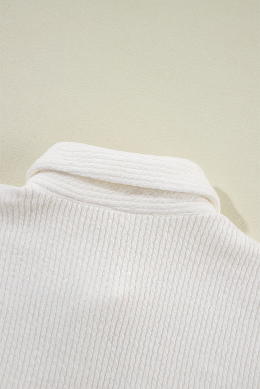 White Solid Color Corduroy Buttoned Long Sleeve Jacket