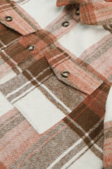 Brown Plaid Print Flap Pockets Long Shacket