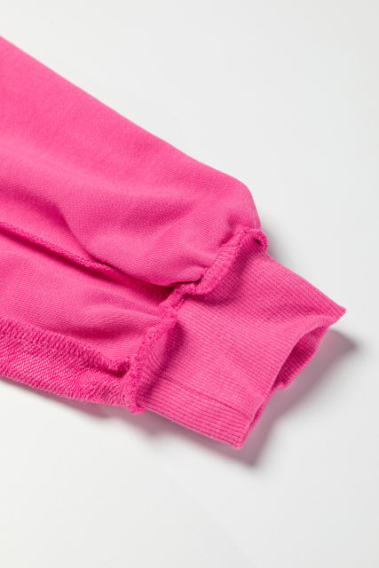 Strawberry Pink Drop Shoulder Henley Buttons Sweatshirt