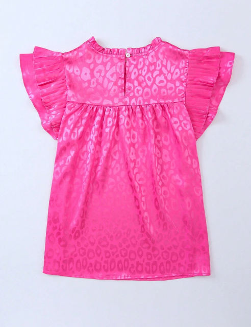 Hot Pink Leopard Print Ruffled Sleeve Blouse