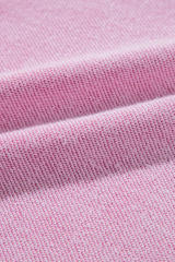 Pink Waffle Knit Patchwork Exposed Seam Raglan Sweatshirt