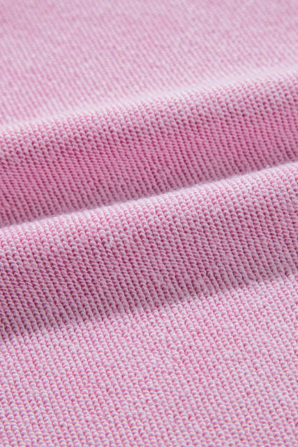 Pink Waffle Knit Patchwork Exposed Seam Raglan Sweatshirt