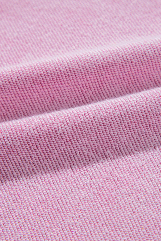 Pink Waffle Knit Patchwork Exposed Seam Raglan Sweatshirt
